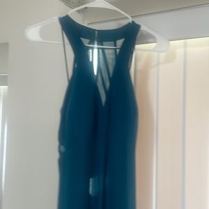 Morgan and co teal long dress with sheet accent